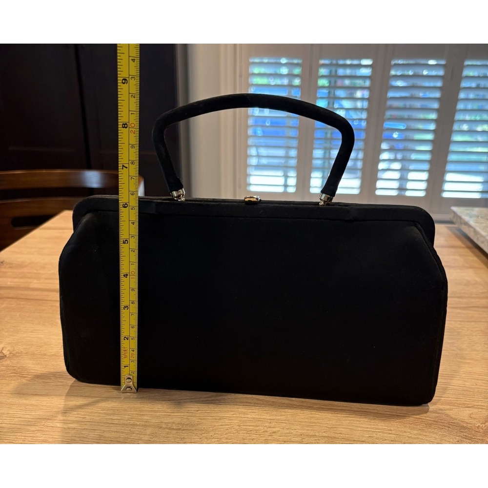 Vintage After Five by L&M Black Satin Evening Bag Gold Lining Coin Purse USA - Picture 4 of 12